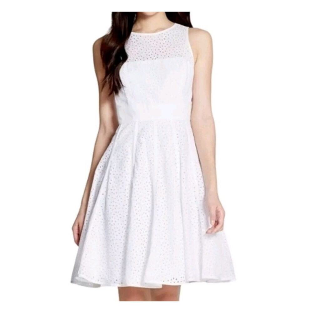 Eliza J Eyelet Lace Fit & Flare Romantic Floral Cotton Summer Dress Size 4